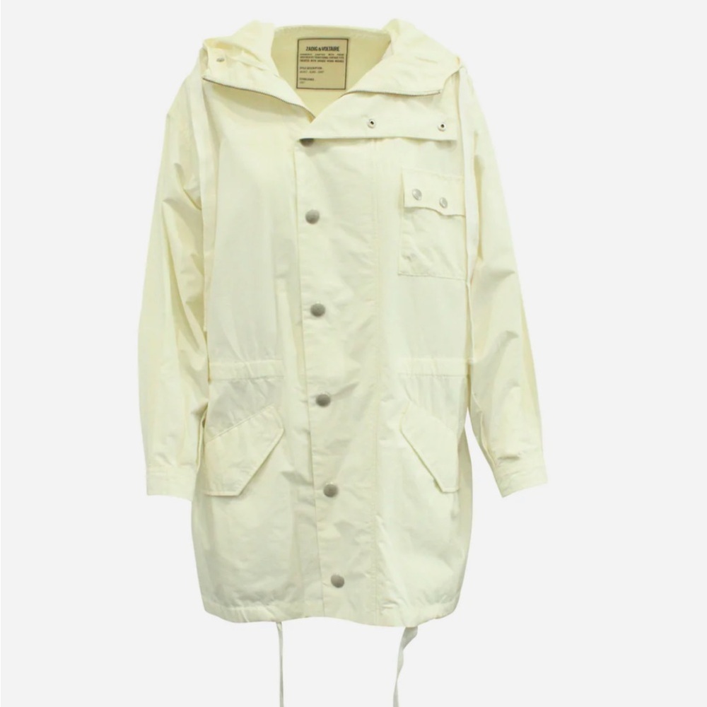 Zadig & Voltaire Hooded Windbreaker in White Cotton - Medium